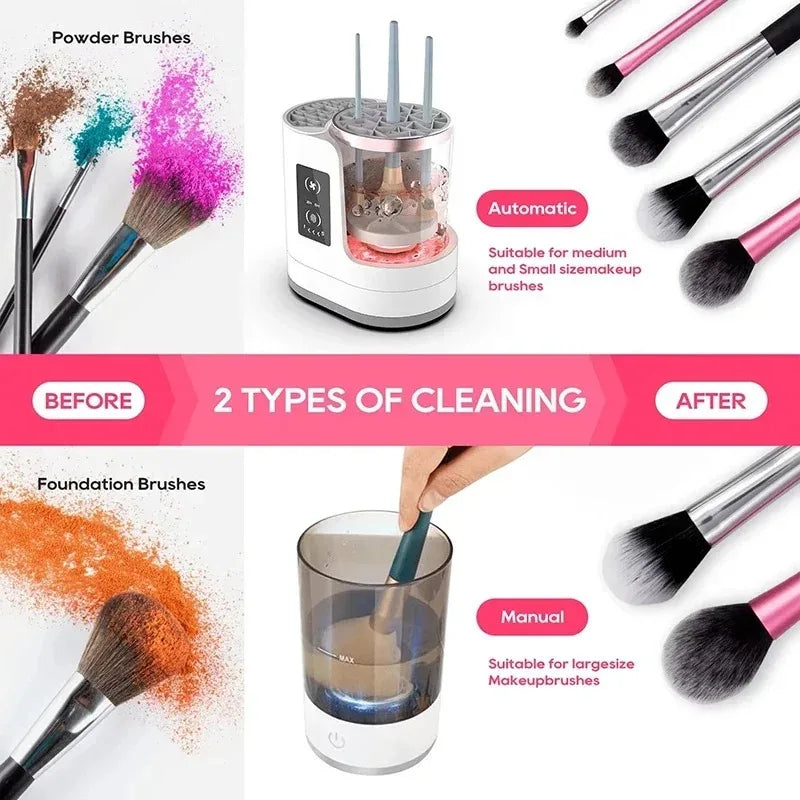 Nettoyeur de pinceaux de maquillage électrique 3 en 1, portable, avec prise USB, nettoyage en profondeur, automatique