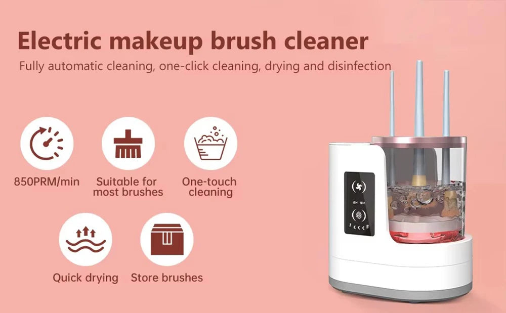 Nettoyeur de pinceaux de maquillage électrique 3 en 1, portable, avec prise USB, nettoyage en profondeur, automatique