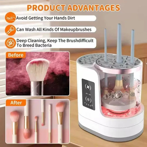 Nettoyeur de pinceaux de maquillage électrique 3 en 1, portable, avec prise USB, nettoyage en profondeur, automatique
